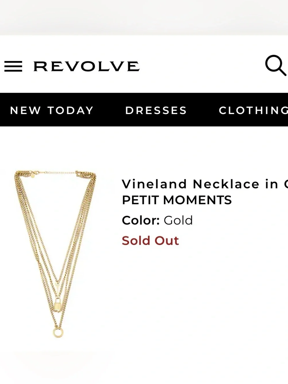 REVOLVE Gold-Tone Layered Padlock, Key & Ring Necklace
